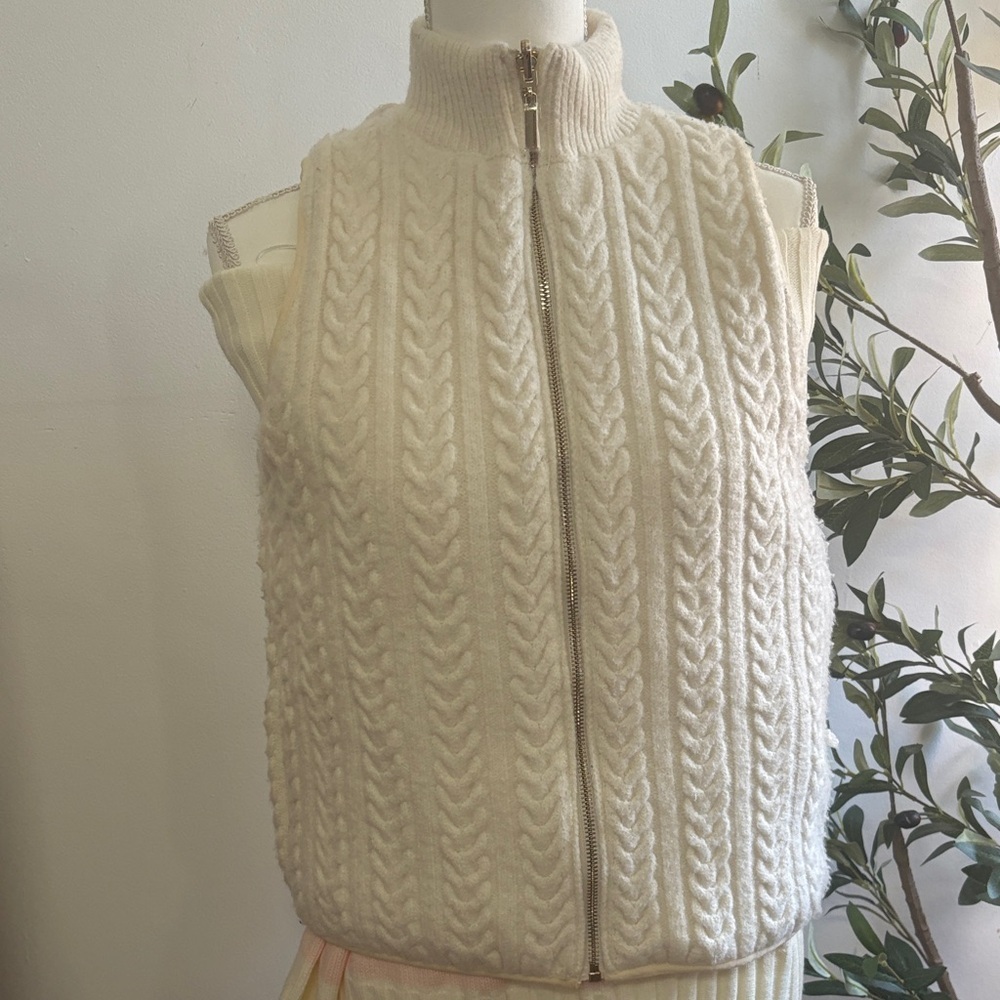 Joie Cream Cable Knit Turtleneck Sweater Vest